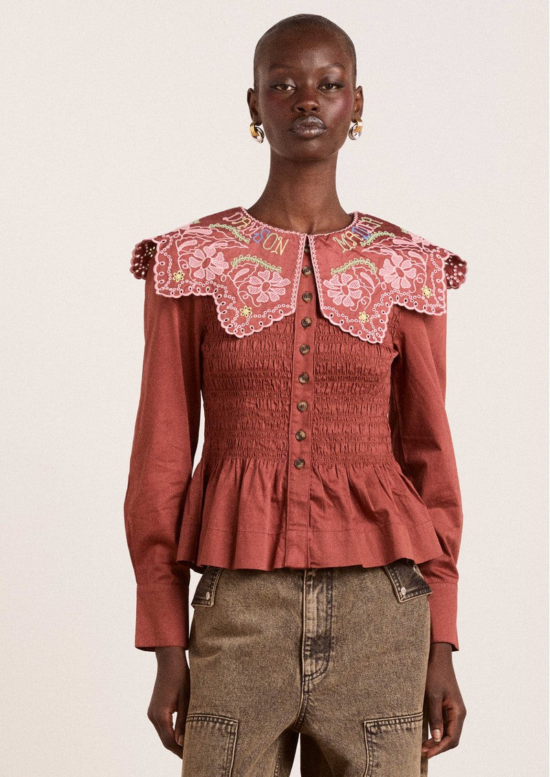 Damson Madder Fern Blouse - Rust Embroidery – Thirty-One Jane