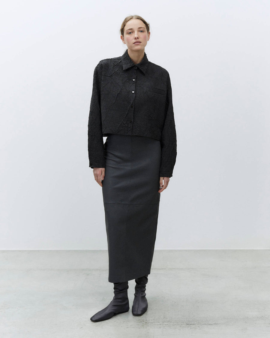 Alysi Leather Midi Skirt