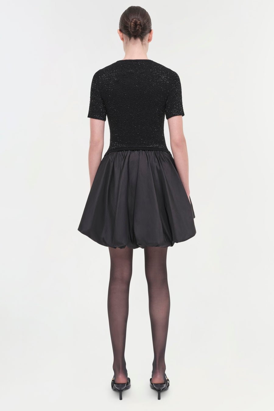 SIMKHAI Kenz Knit Combo Ruffle Mini Dress