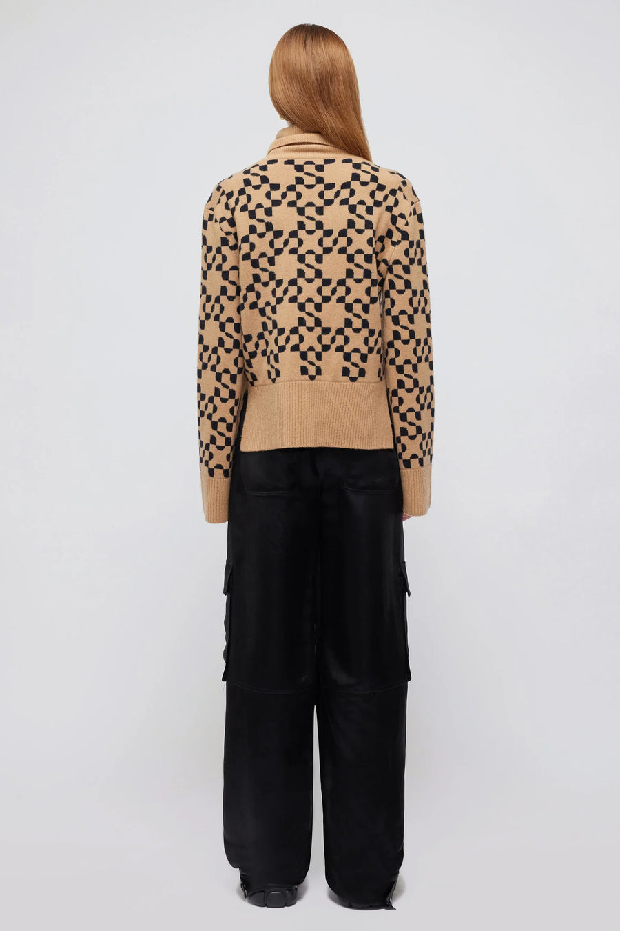 SIMKHAI Charlenne Logo Pattern Turtleneck Sweater