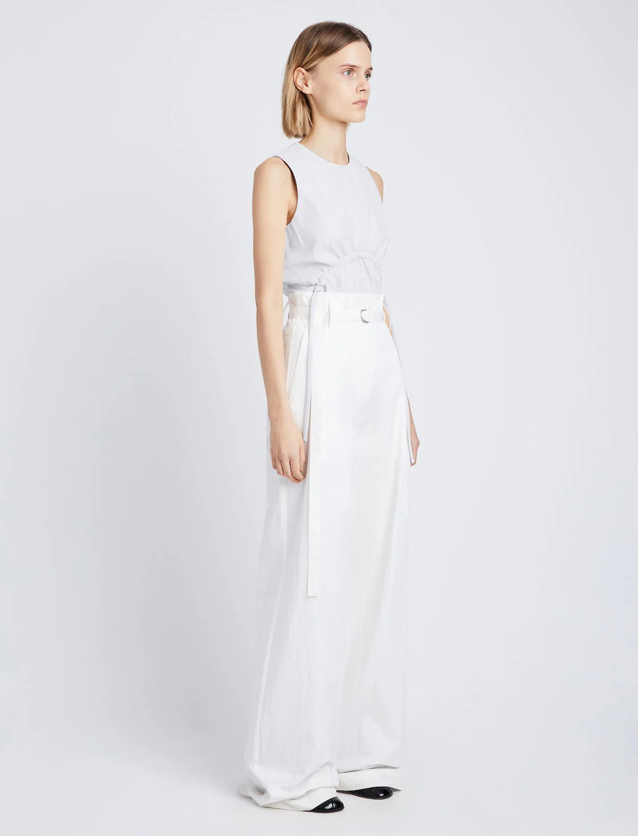 Proenza Schouler White Label Faux Leather Gathered Cord Top