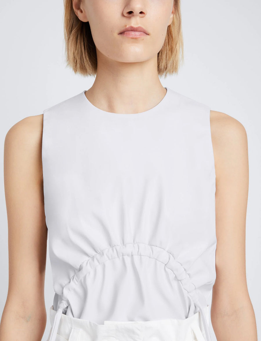 Proenza Schouler White Label Faux Leather Gathered Cord Top