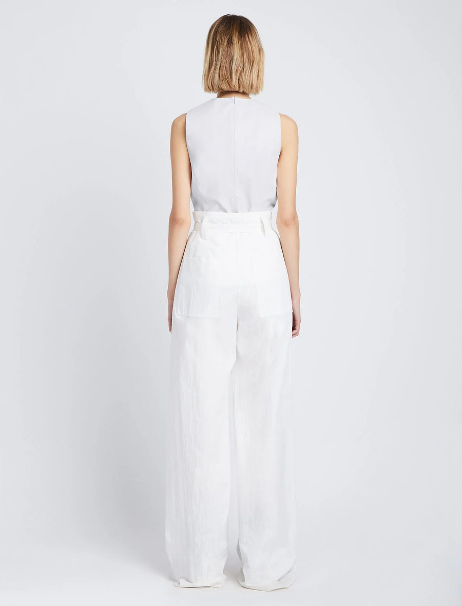 Proenza Schouler White Label Faux Leather Gathered Cord Top