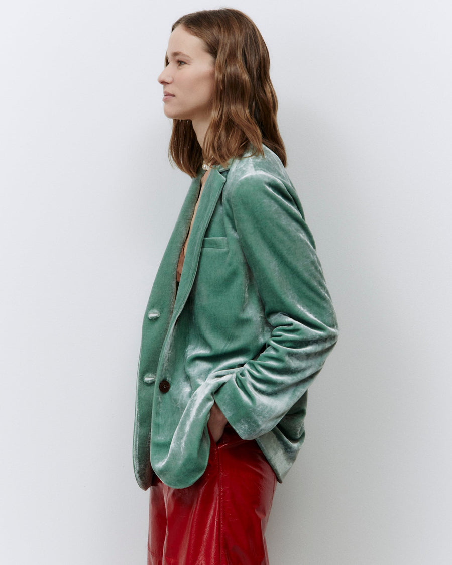 Alysi Blazer Single Breasted Fluid Velvet Blazer