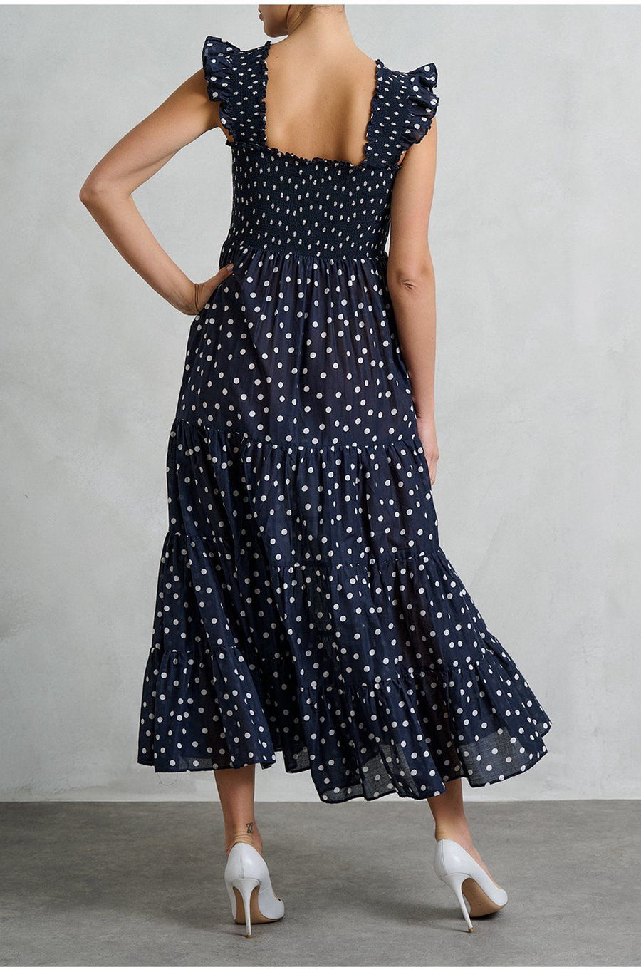 RIXO Kendall Dress Bohemia Spot Deep Navy