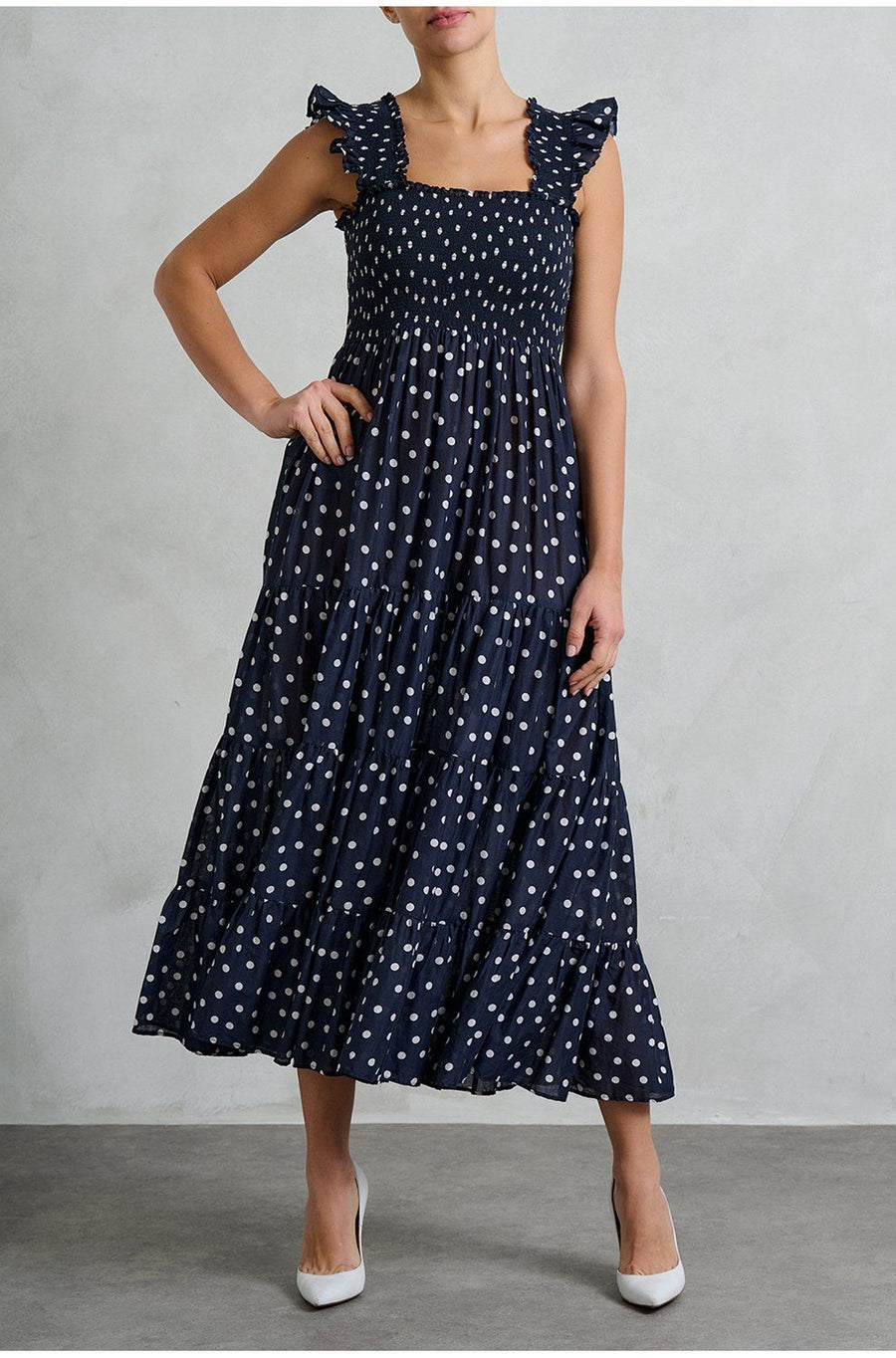 RIXO Kendall Dress Bohemia Spot Deep Navy