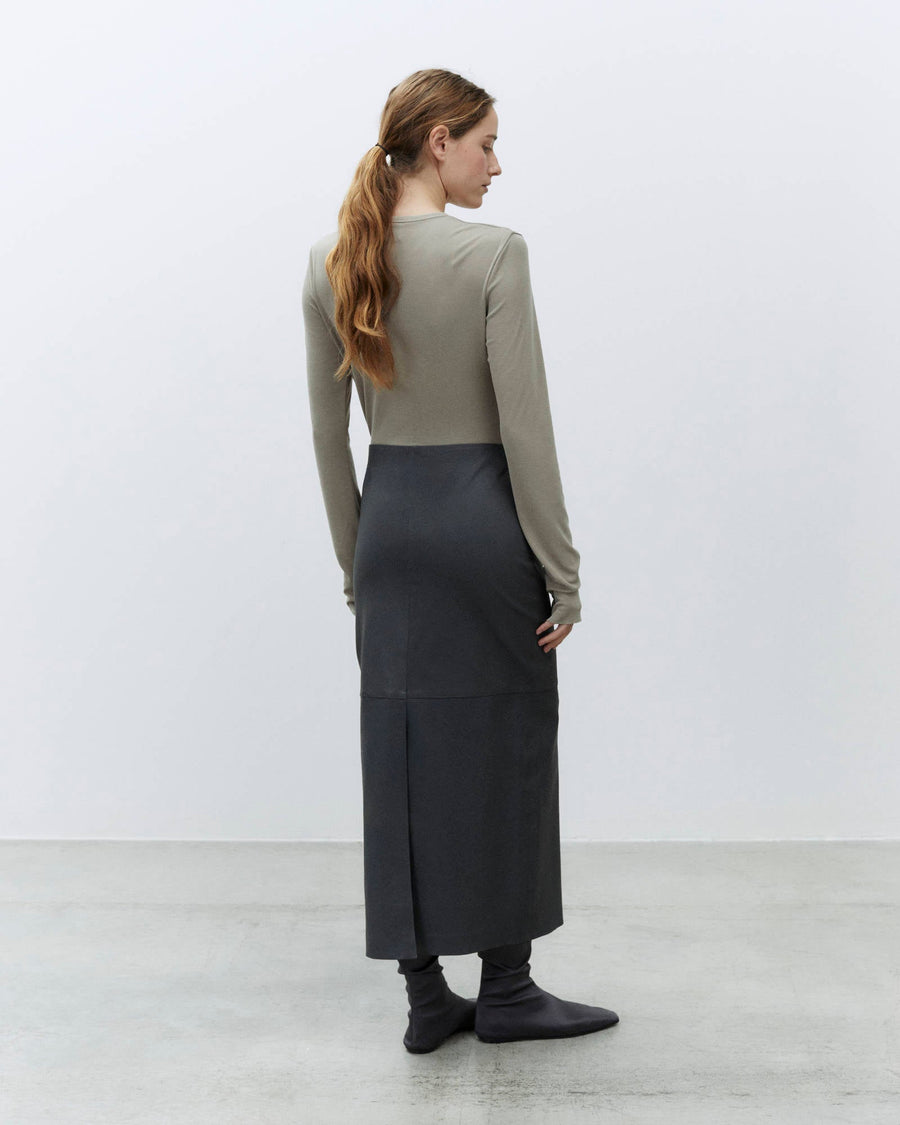Alysi Leather Midi Skirt
