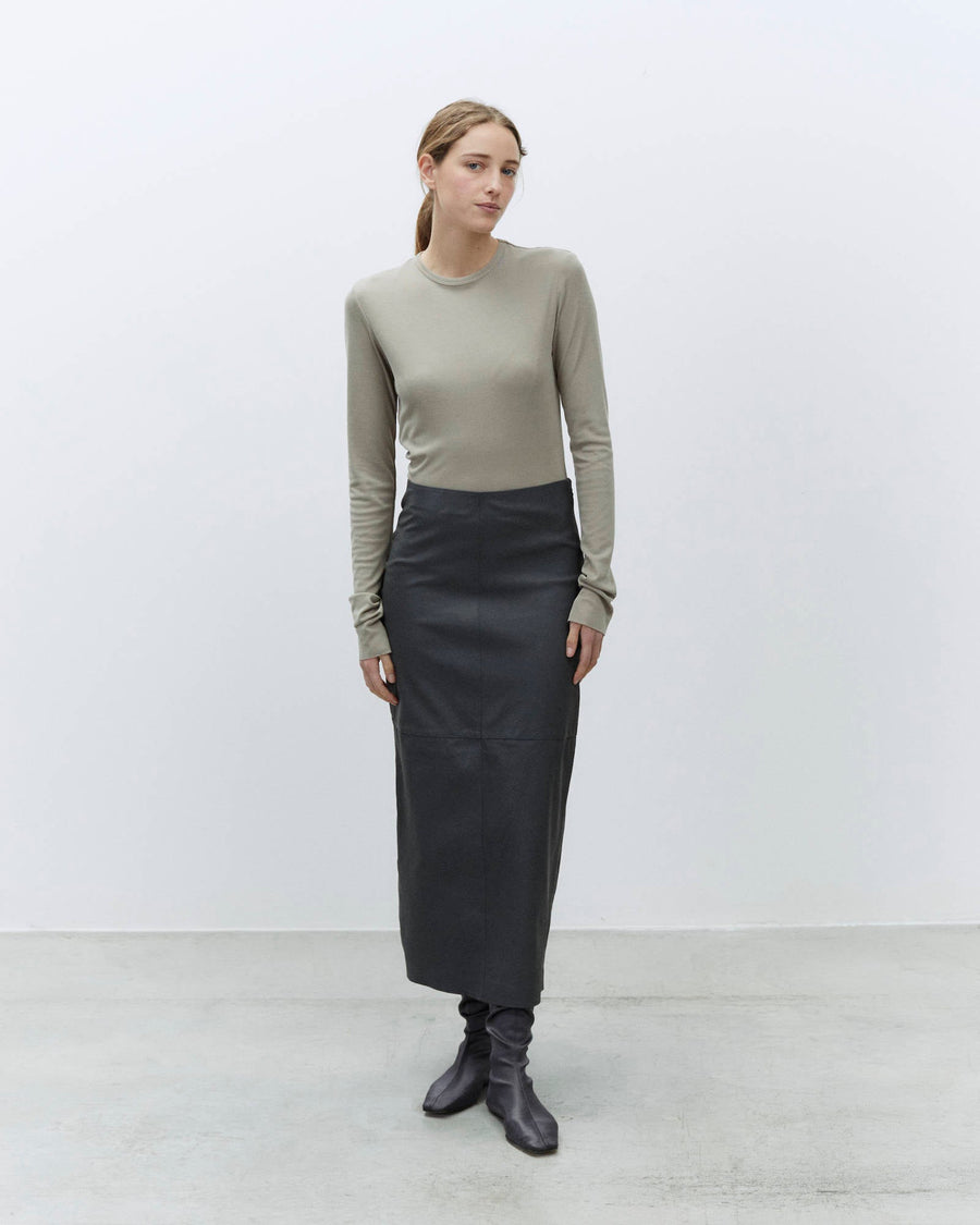 Alysi Leather Midi Skirt