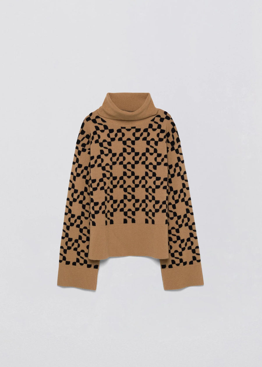 SIMKHAI Charlenne Logo Pattern Turtleneck Sweater