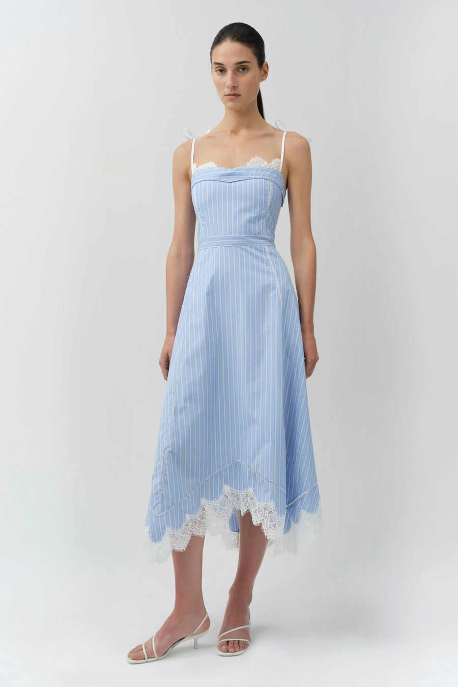 simkhai dress blue Avaleigh Midi in Baby Color:Hunter Green Satin A-Line Wedding Dress internal-oct-30 stretch poplin
