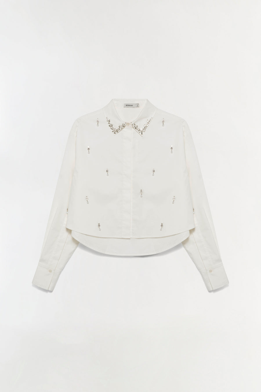 SIMKHAI Renata Embellished Cropped Button Down Shirt