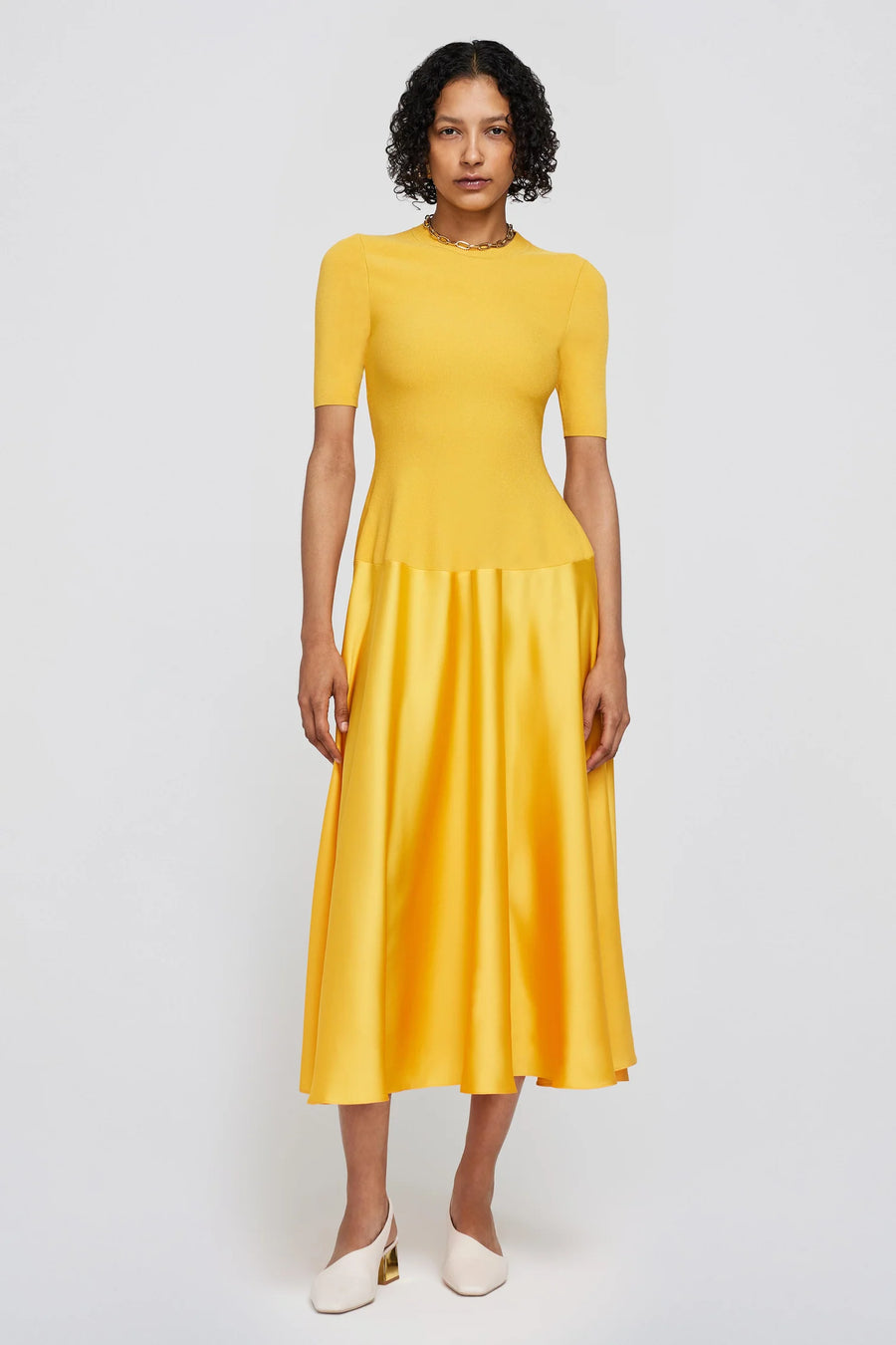 SIMKHAI Marionne S/S Crewneck Midi Dress