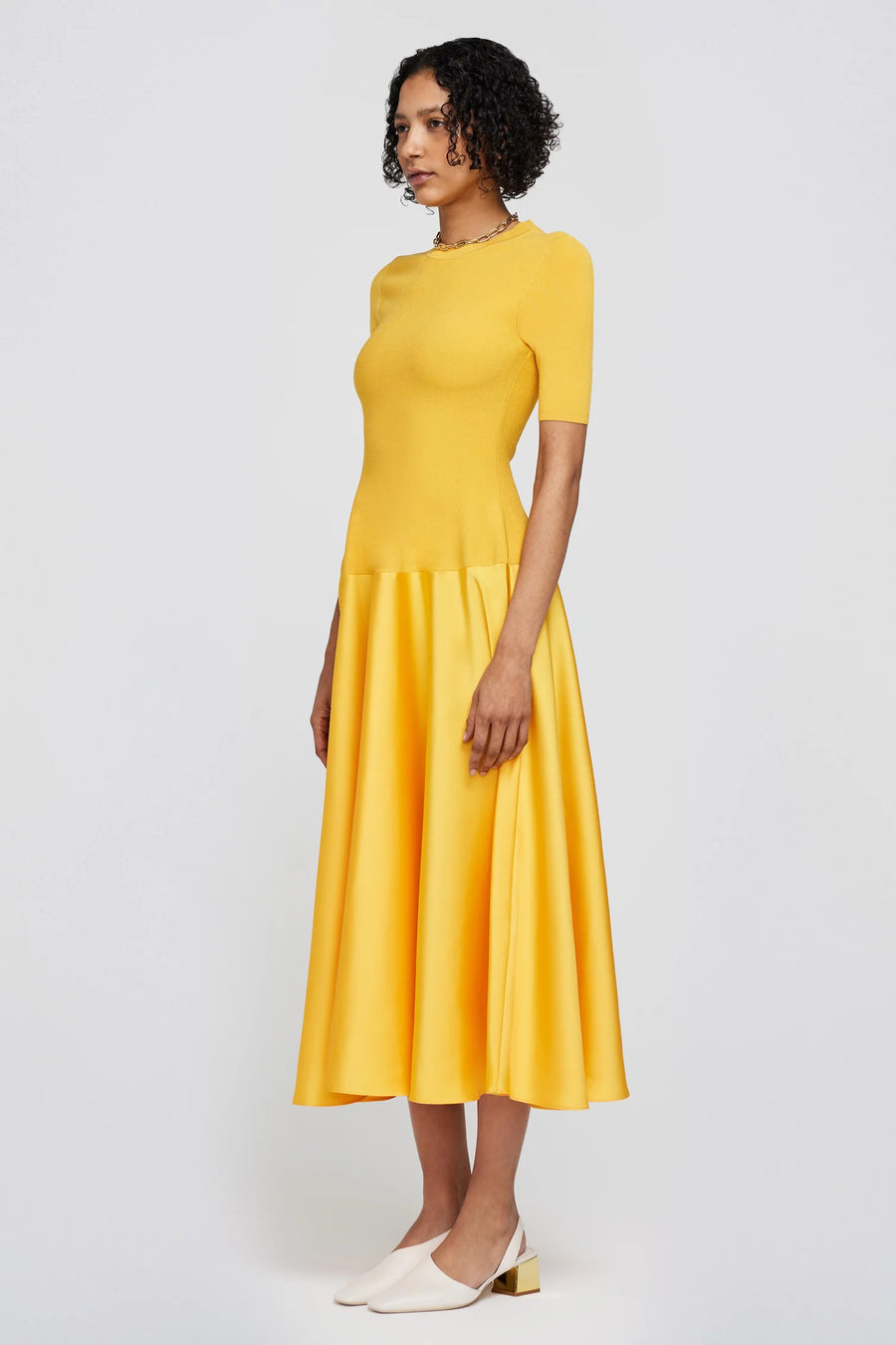 SIMKHAI Marionne S/S Crewneck Midi Dress