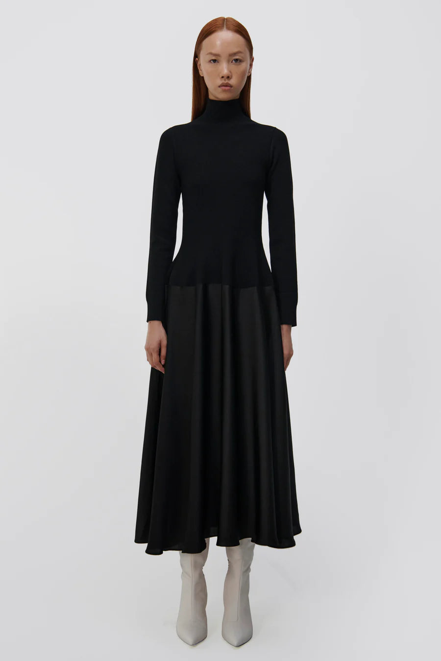SIMKHAI Frances Satin Combo Midi Dress