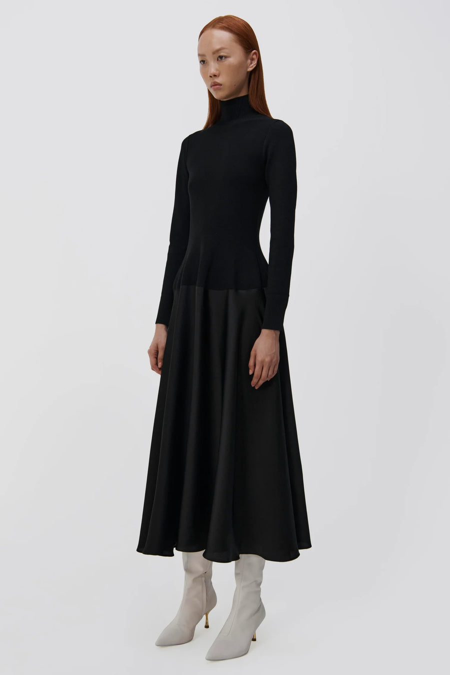 SIMKHAI Frances Satin Combo Midi Dress