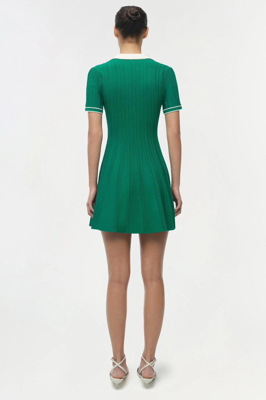 Simkhai Page Knit Polo Mini Dress, Kelly Green, Women's, XS, Casual & Work Dresses Knit Dresses