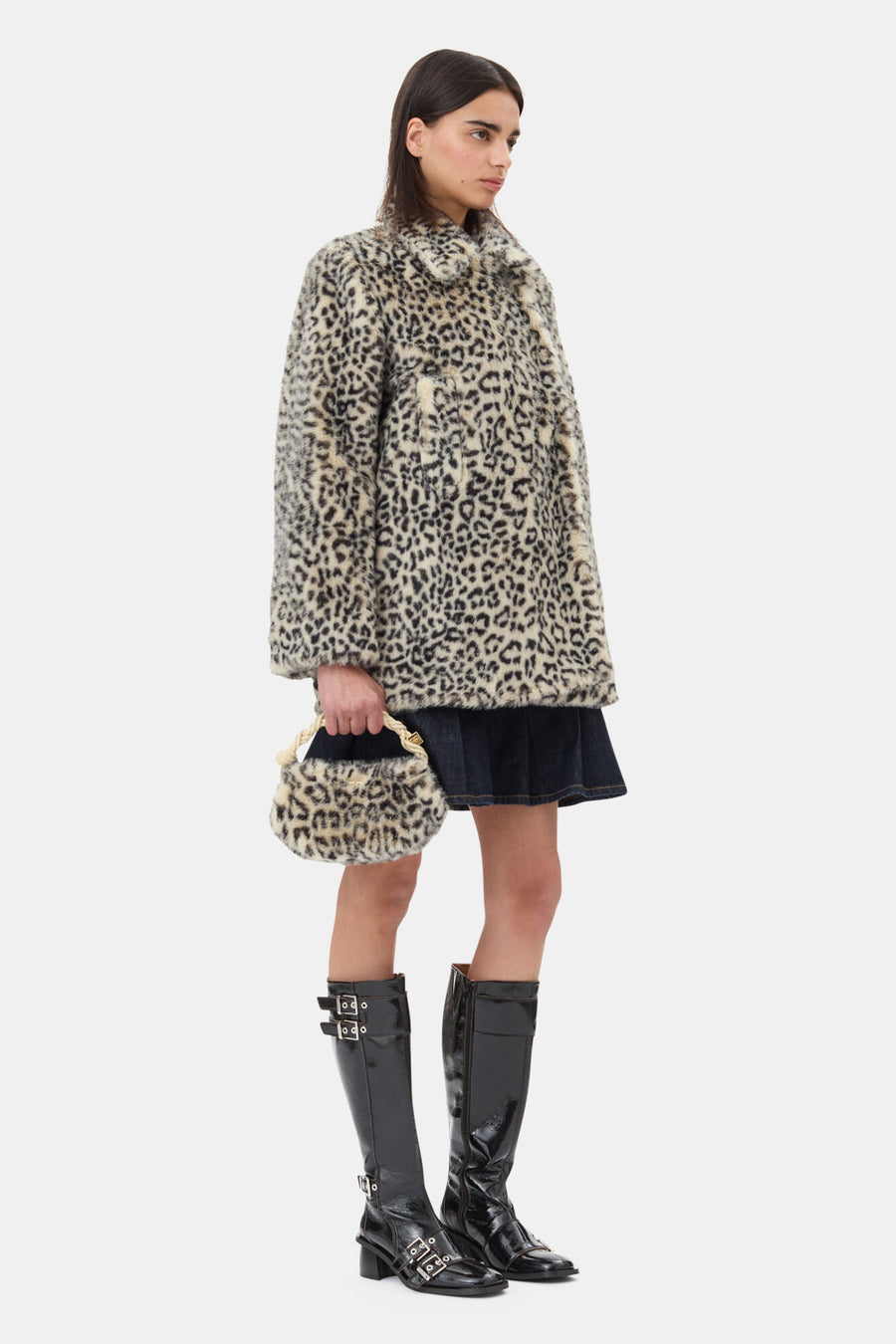 Ganni Bou Bag Mini Fur Print