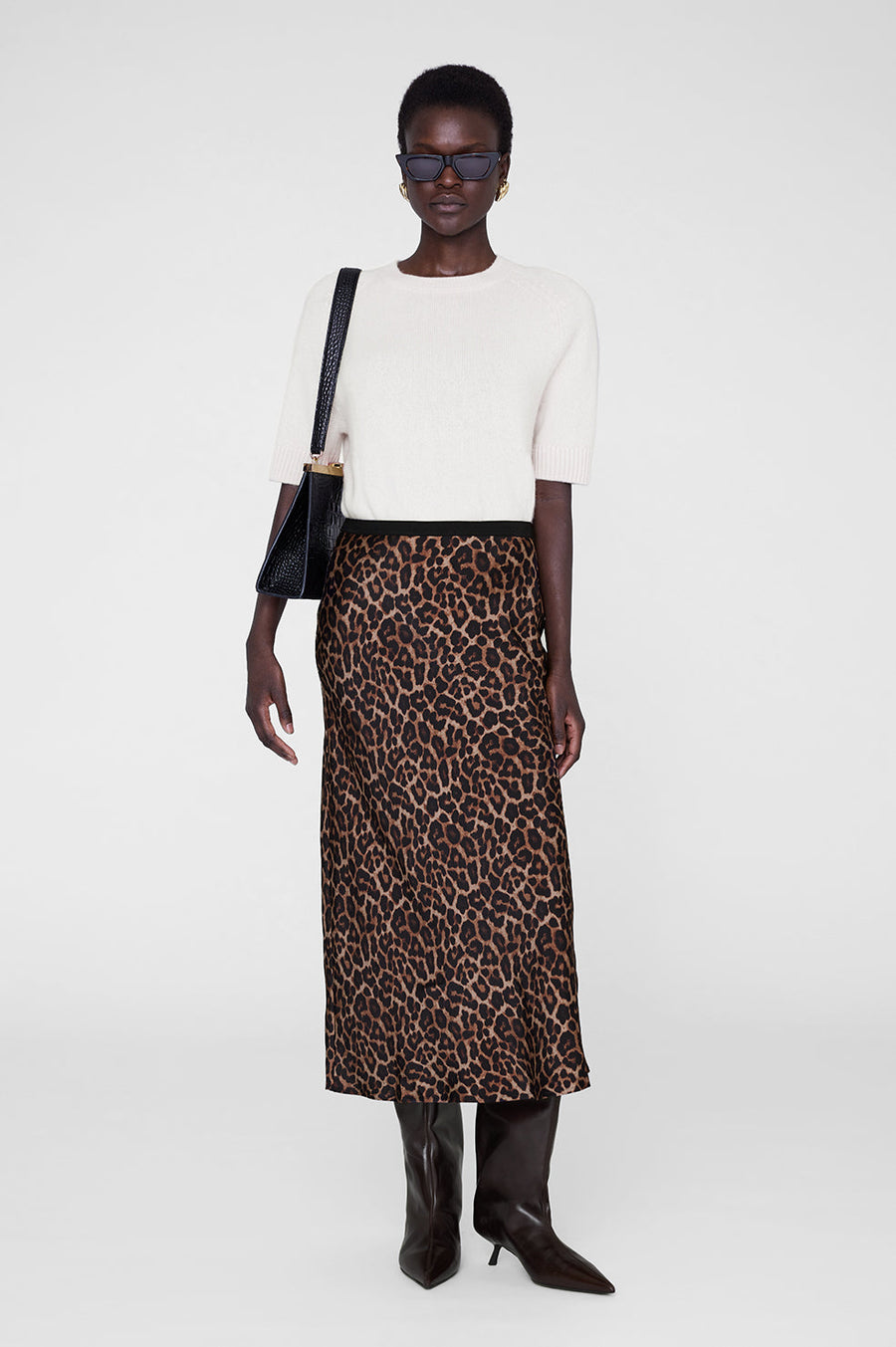 Anine Bing Printed Bar Silk Skirt