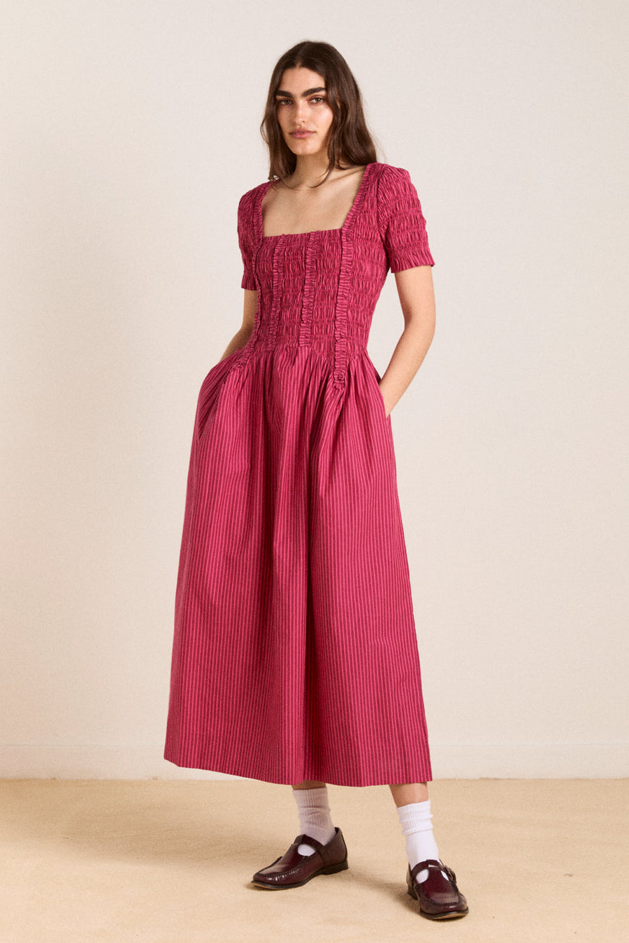 Damson Madder Raphaela Ruffle Midi Dress