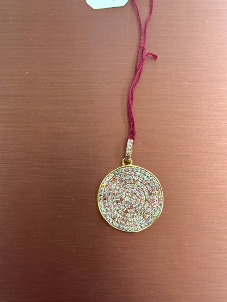 Paula Rosen Multi Tourmaline Gold Disc