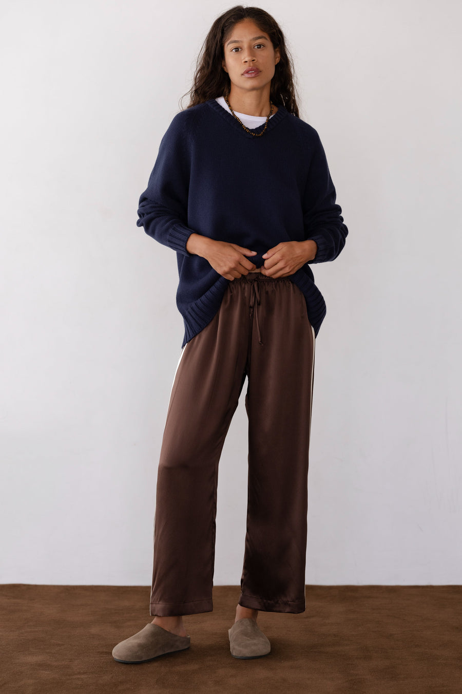 DONNI. The Silk Stripe Crop Pant