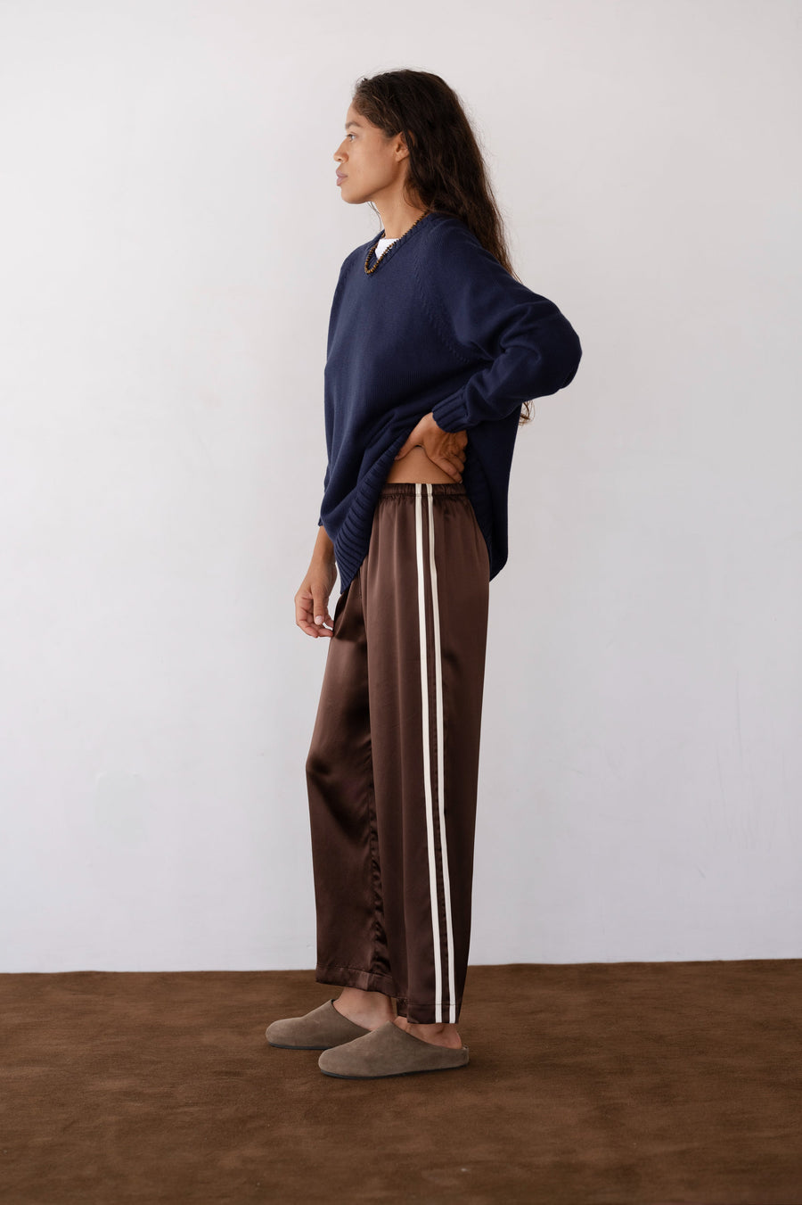 DONNI. The Silk Stripe Crop Pant
