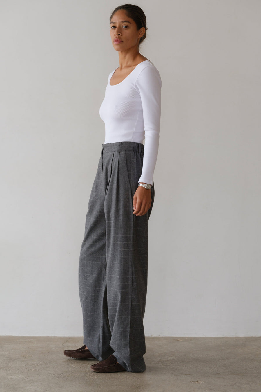 DONNI. The Flannel Windowpane Pant