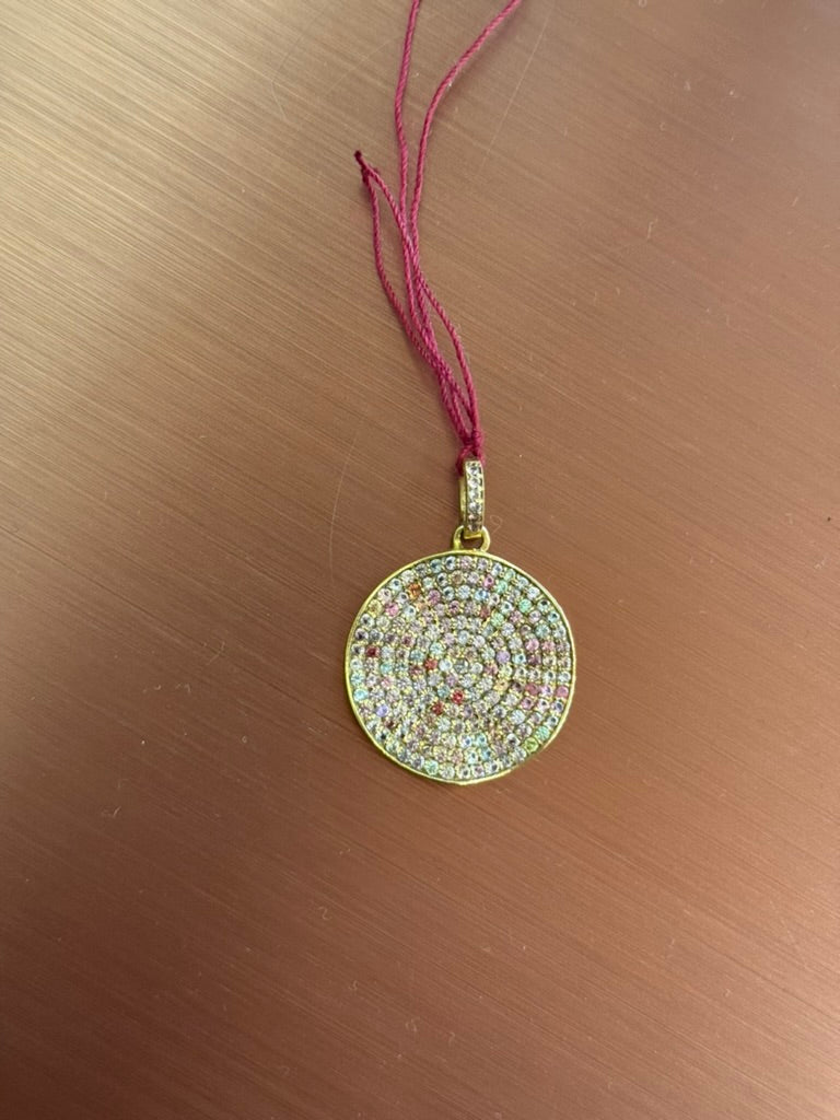 Paula Rosen Multi Tourmaline Gold Disc
