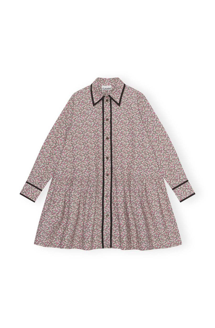 Ganni Printed Mini Shirt Dress