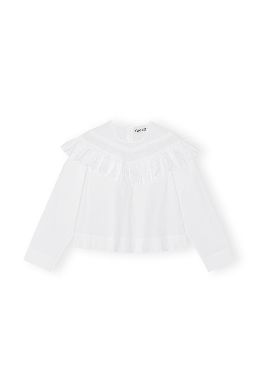 Ganni Cotton Poplin Frill Blouse