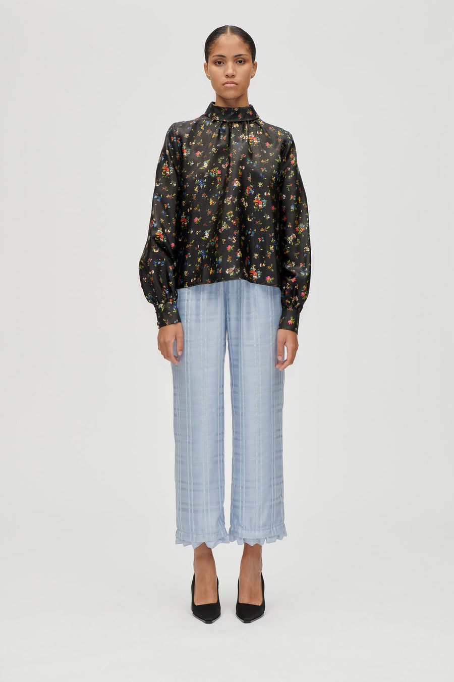Stine Goya Gathered Ruffle Long Sleeve Top