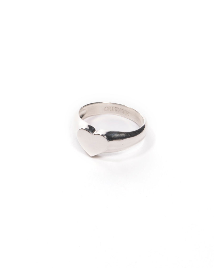 Odette Heart Signet Ring in Sterling Silver