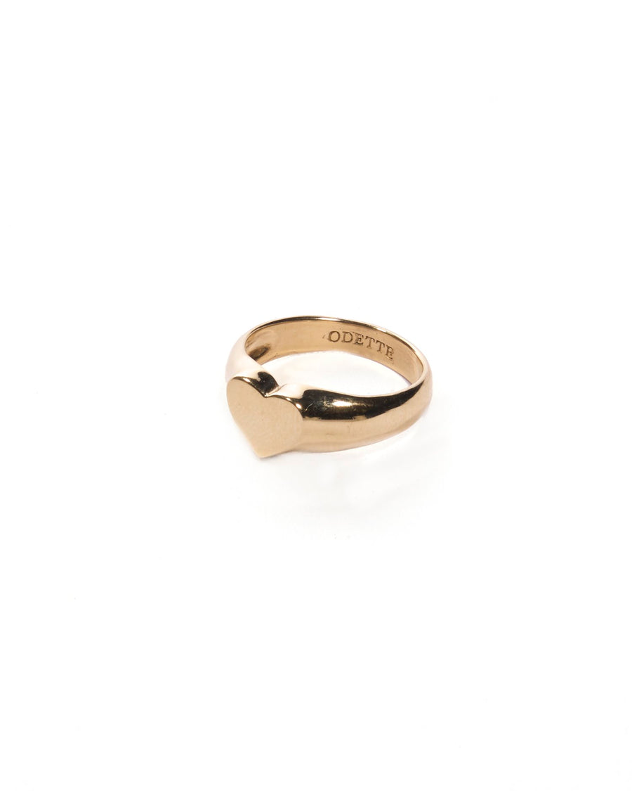 Odette Heart Signet Ring in Brass