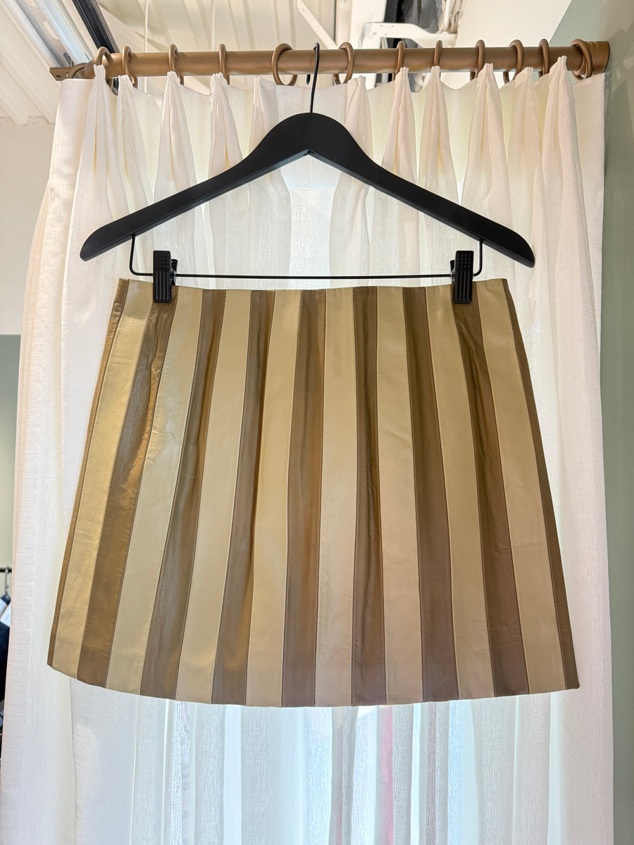 Alysi Striped Leather Mini Skirt