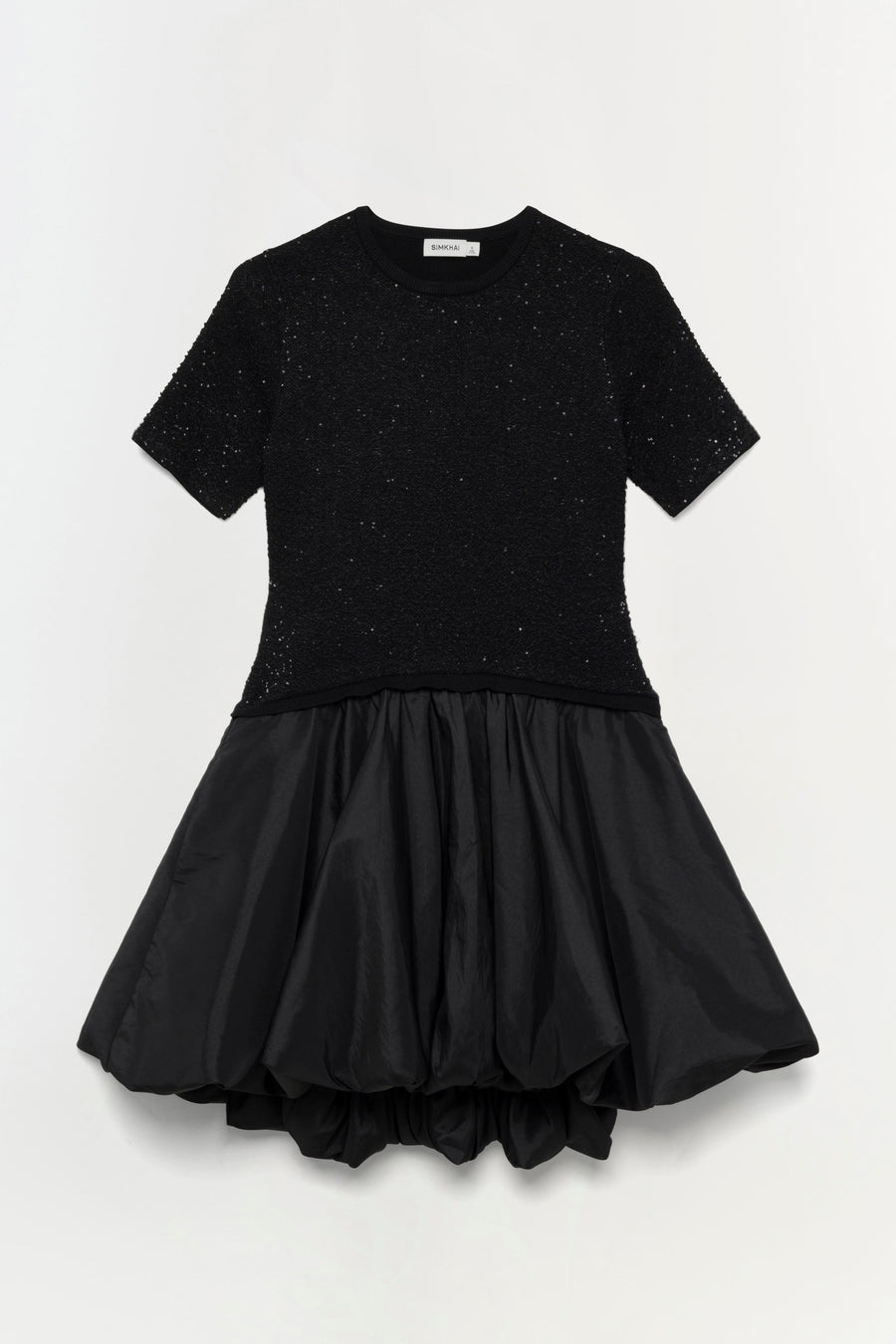 SIMKHAI Kenz Knit Combo Ruffle Mini Dress