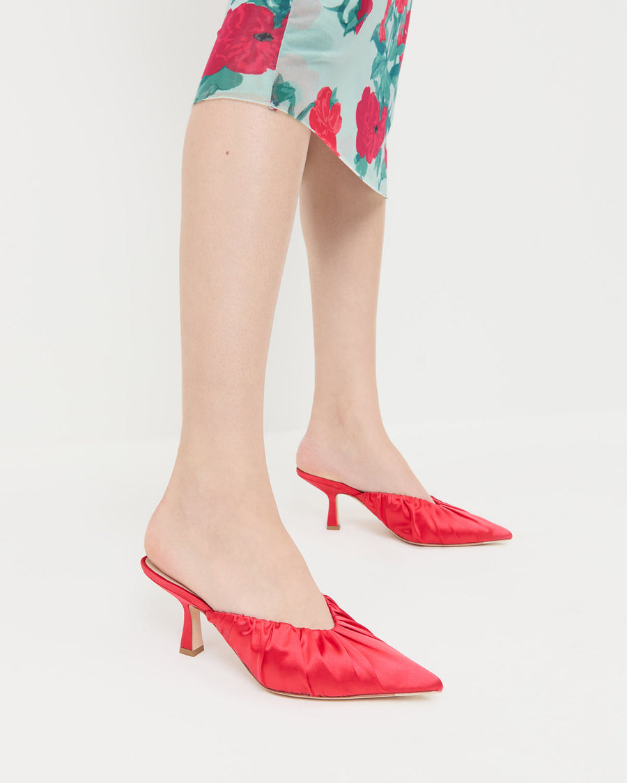 Loeffler Randall Inez Smocked Mid Heel Mule