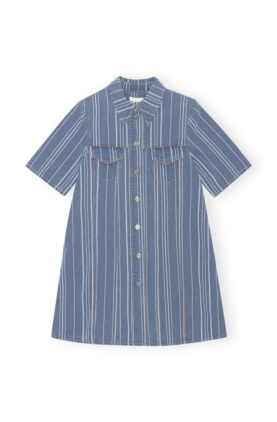 Ganni Light Striped Denim Mini Dress