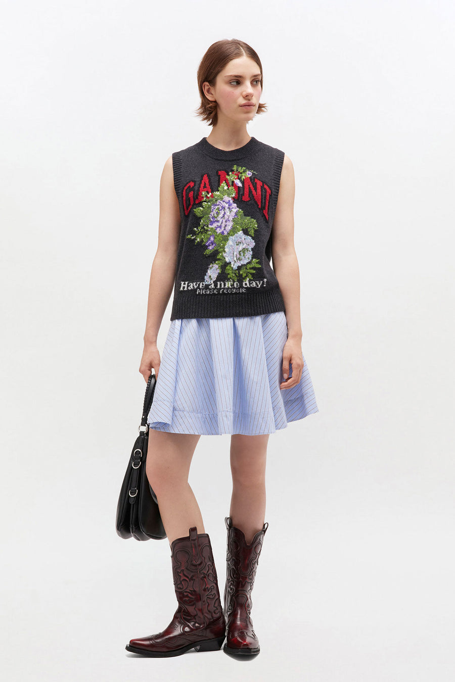 Ganni Graphic Wool Mix Flowers Vest