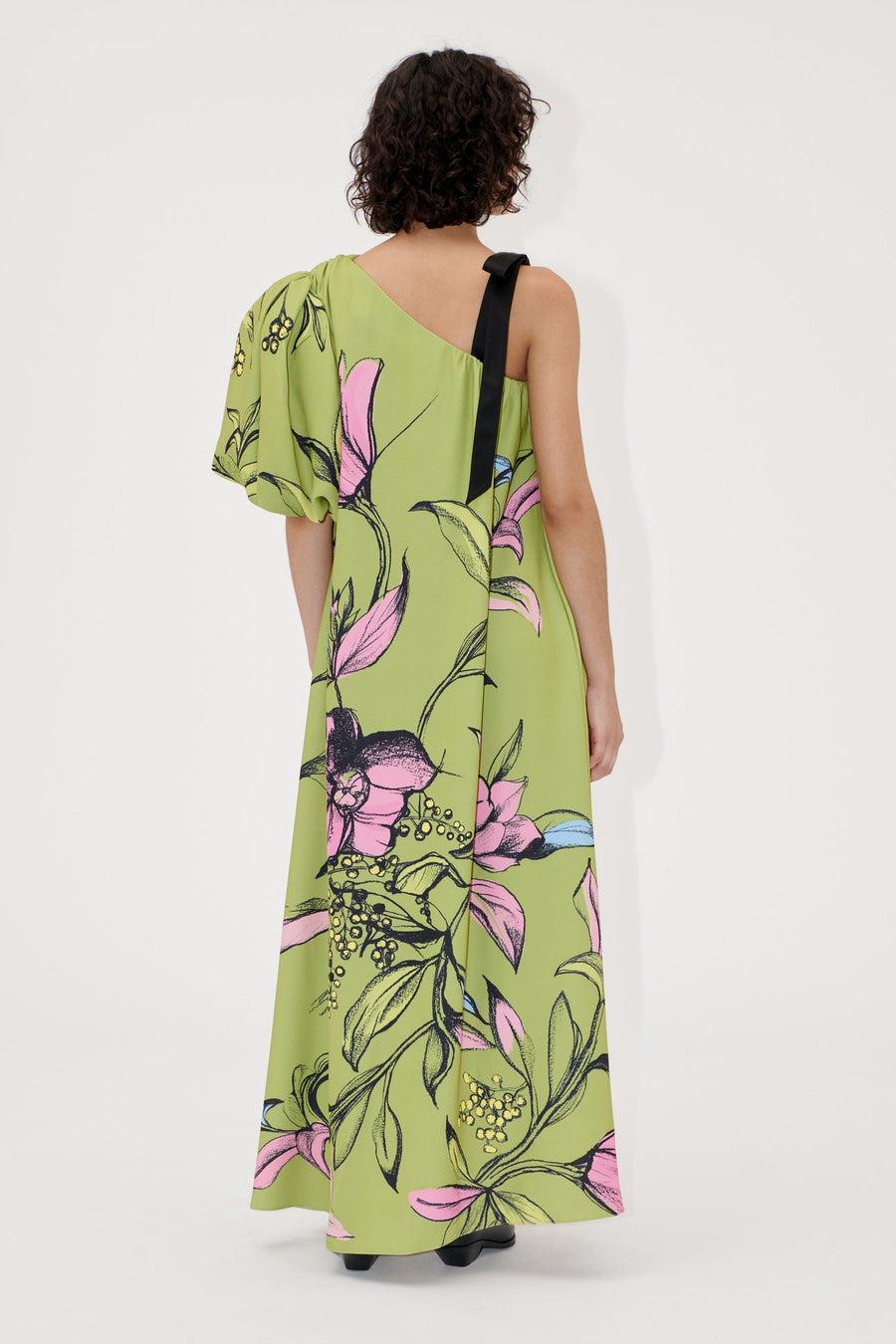 Stine Goya One Sleeve Maxi Dress W/ Bow Strap