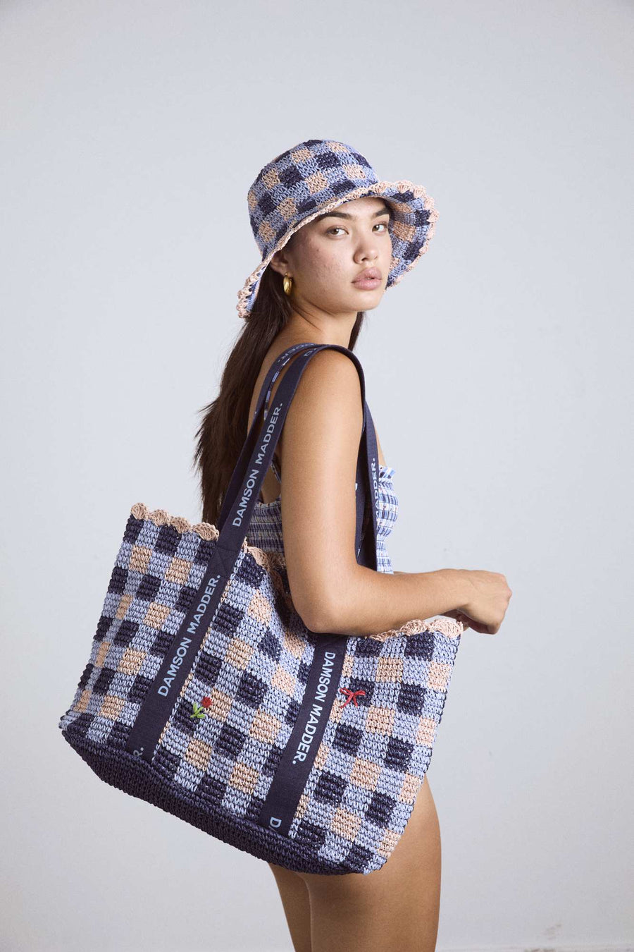 Damson Madder Raffia Tote Bag