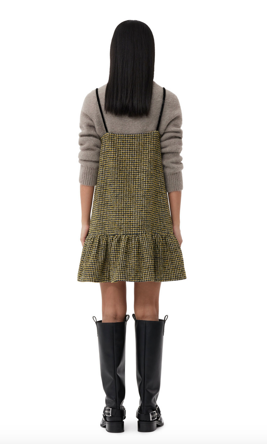 Ganni Woollen Checkered Mini Dress