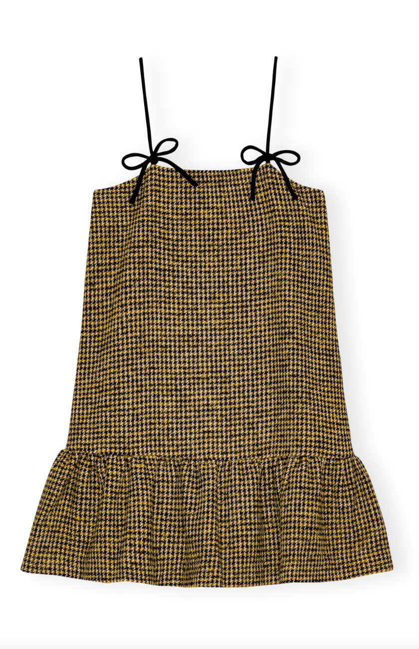 Ganni Woollen Checkered Mini Dress
