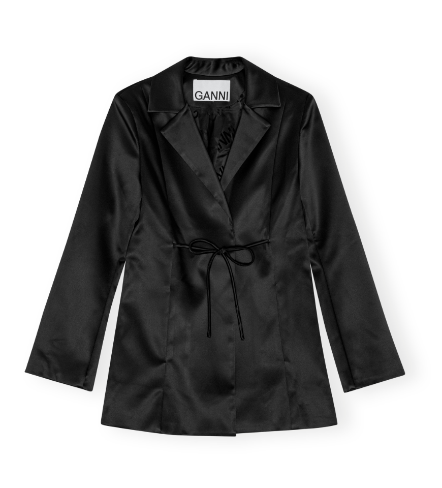 Ganni Double Satin Tiestring Blazer