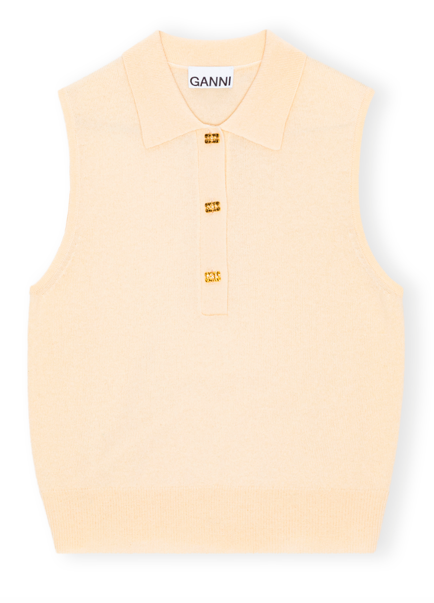 Ganni Mix Sleeveless Polo