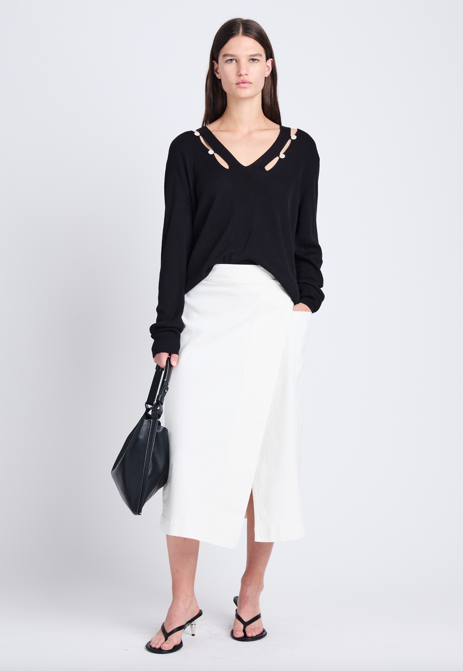 Proenza Schouler White Label Iris Wrap Skirt in Stretch Twill