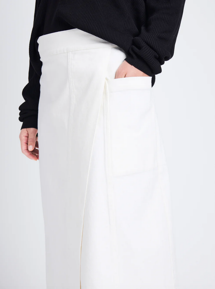 Proenza Schouler White Label Iris Wrap Skirt in Stretch Twill