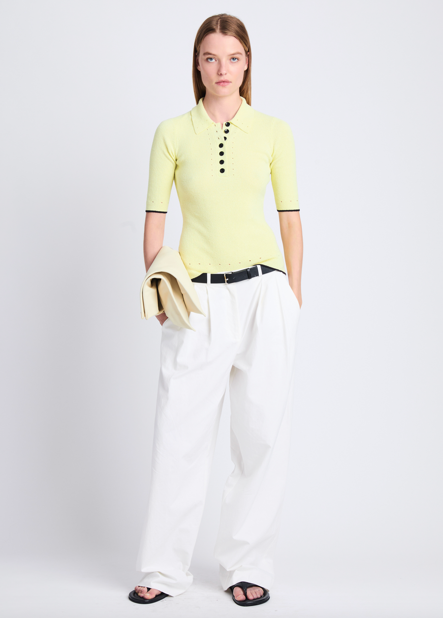 Proenza Schouler White Label Spencer Knit Polo in Boucle Viscose