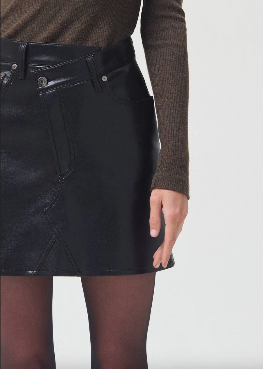 AGOLDE Recycled Leather Criss Cross Skirt