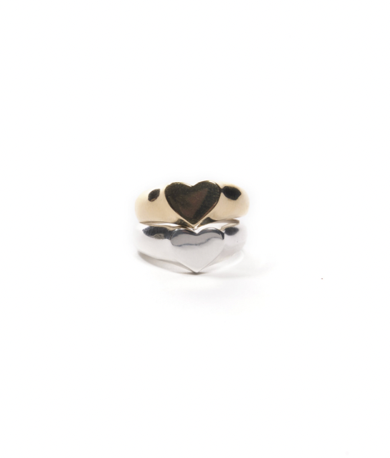Odette Heart Signet Ring in Brass