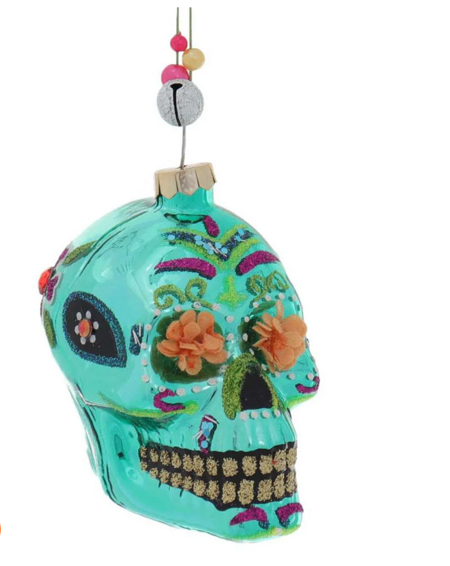 Cody Foster & Co. Dia De Los Muertos Flower Skull Ornament